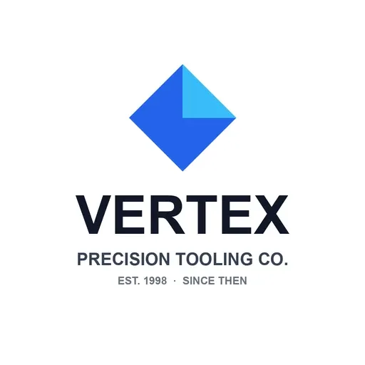 Vertex-Wort-Bild-Logo mit Slogan, eine fiktive Marke