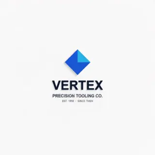 Lichtschweif bei einem Logo mit kleiner Schrift — Vertex-Wort-Bild-Logo mit Slogan, eine fiktive Marke